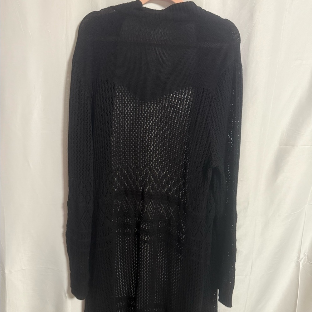 GORGEOUS Black Knit/Crochet Full Length Cardigan  from Belldini  Sz 1X